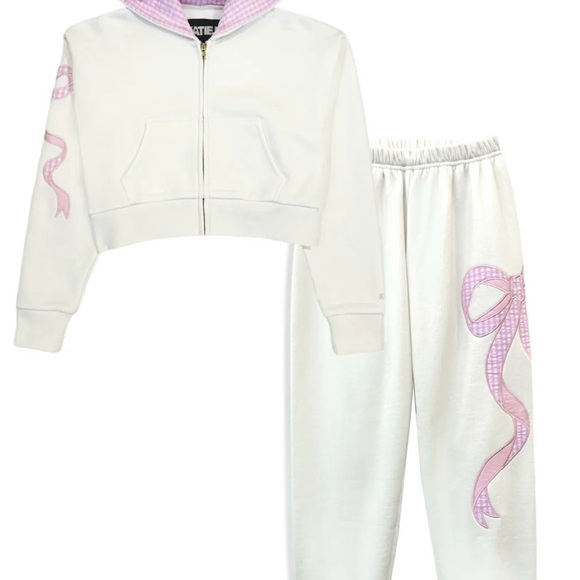 Katie J NYC White and Pink Jogger Set. Like new - Picture 2 of 10